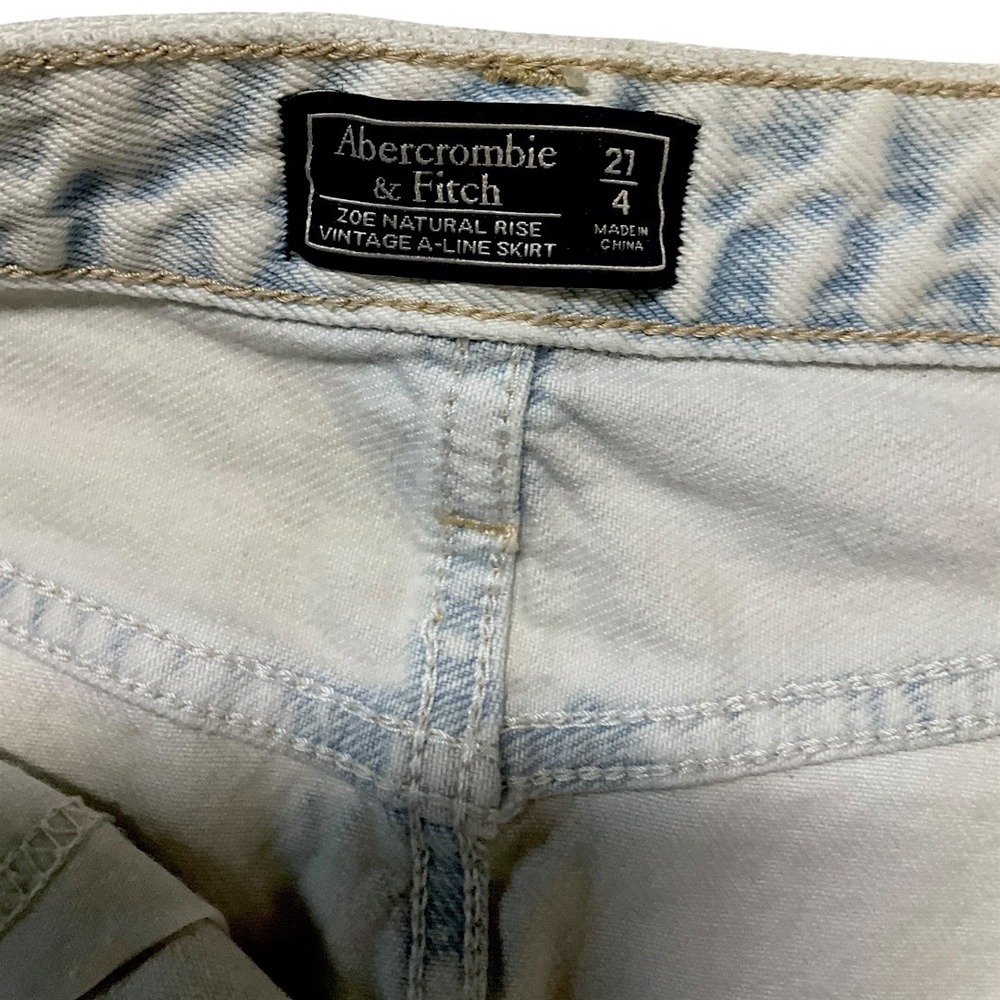 Abercrombie & Fitch Zoe Natural Rise Vintage A-Line‎ Denim Skirt Light Wash 4 27 - Picture 7 of 7